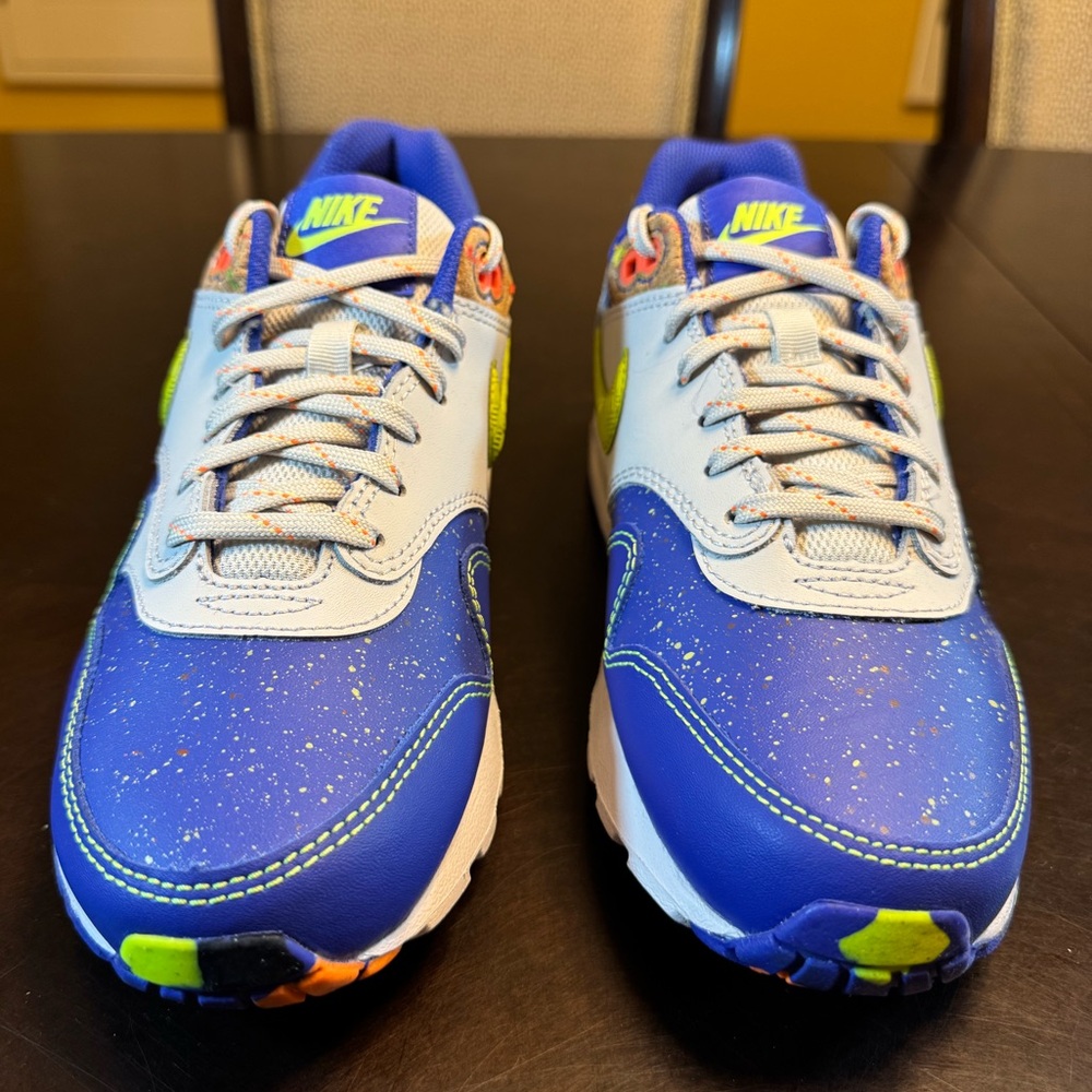 New Nike Air Max 1 Blue White Sneakers Shoes Size US 6Y - Picture 4 of 13